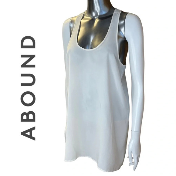 🛍️3/$40 Abound Cream Sleeveless Racerback Long Tunic Top Size Medium - Picture 3 of 7